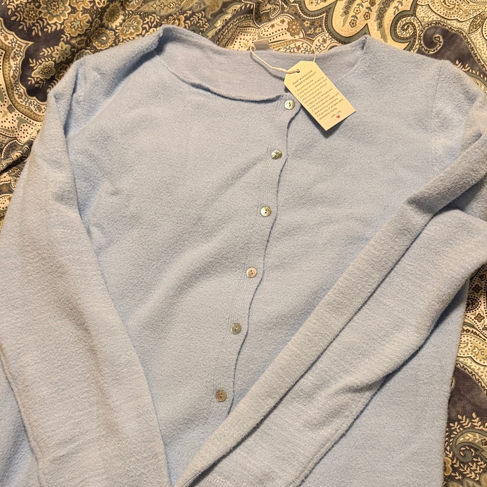 Light Blue Button-Up Cardigan